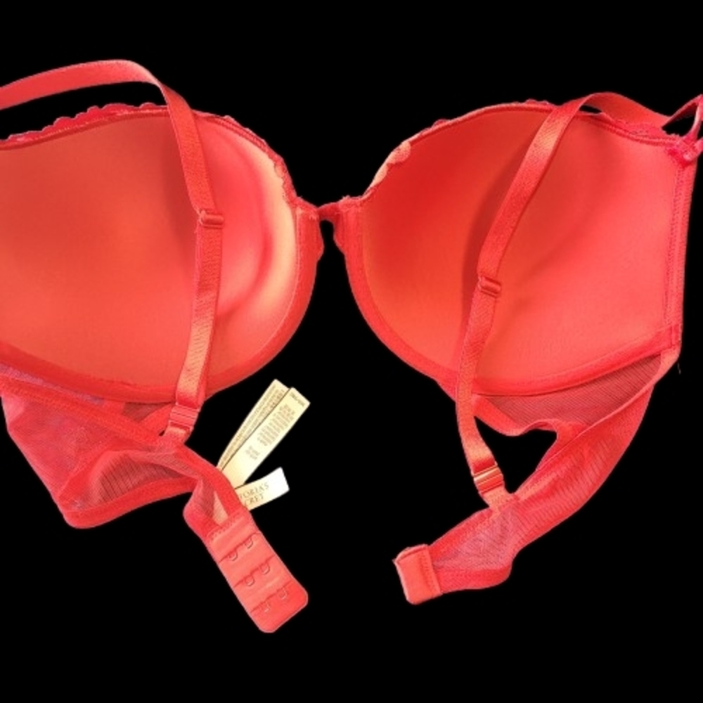 Victoria's Secret Floral Lace Push-Up Bra in Red SIZE 36D  Xlnt Condition - Picture 4 of 4